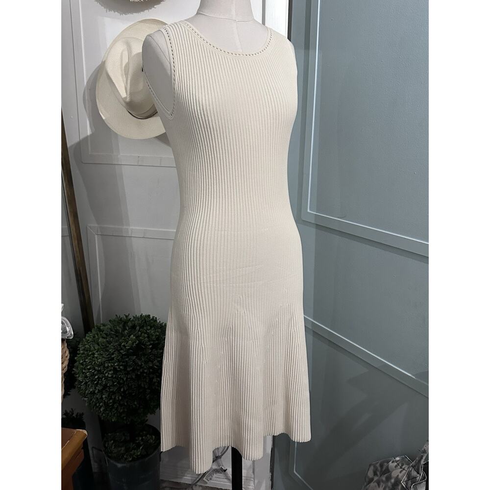 GUCCI A Line Ribbed Sweater Set Sleeveless Dress Size XS Beige - Picture 6 of 13